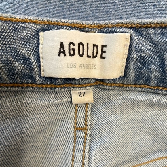 AGOLDE Riley High Rise Slim Straight Ankle Crop Light Blue Denim Jean Size 27 - Picture 10 of 13
